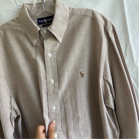Ralph Lauren Blue label cream color button down long sleeve shirt, size 16/L - Picture 4 of 9